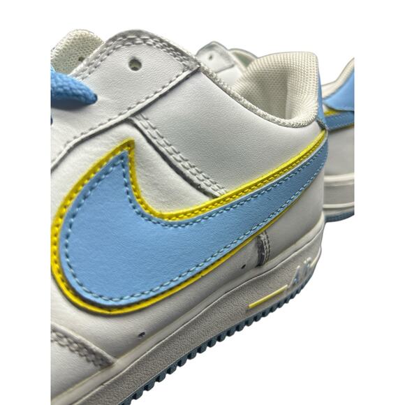 2005 Nike Air Force 1 Low White Blue Yellow 307109‑143 Size 13 main image 5